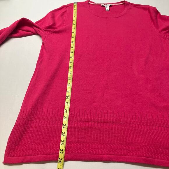 Isaac Mizrahi Live Textured Fuchsia Pink Scoopneck Cotton Viscose Sweater Size L - Picture 5 of 8